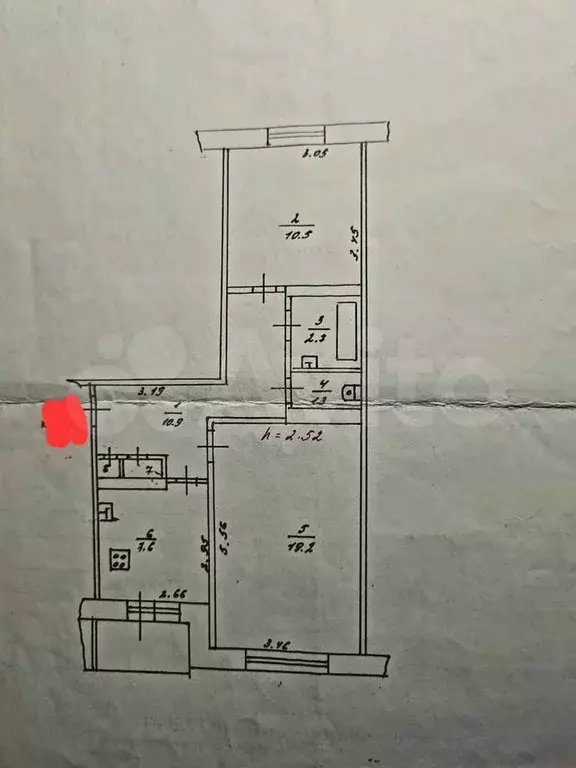 2-к. квартира, 54,5 м, 3/5 эт. - Фото 0