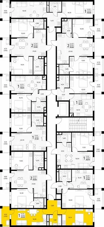 1-комнатная квартира: Сукко, жилой комплекс Кипарис (42.4 м) - Фото 2