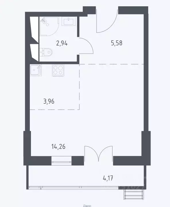 Студия Московская область, Красногорск ул. Тенистых Аллей, 3к3 (29.8 ... - Фото 2
