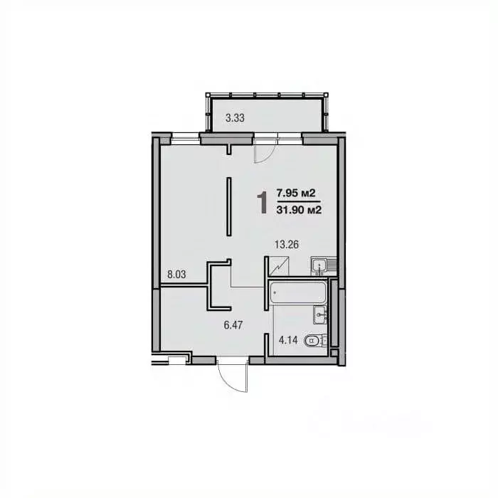 1-к кв. Татарстан, Казань ул. Архитектора Гайнутдинова, 26к2 (32.0 м) - Фото 2
