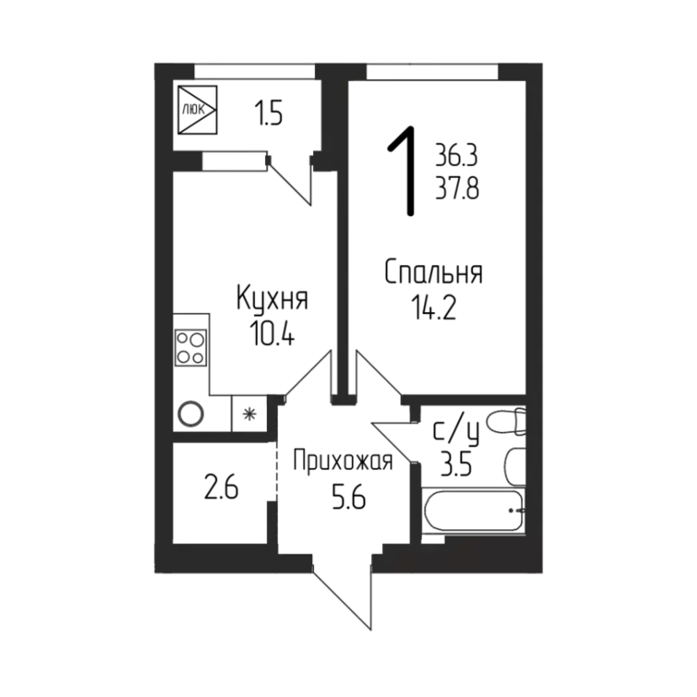 Продаётся 1-к квартира, 37.7 м - Фото 0