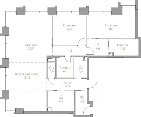 2-к кв. Москва Коллекция Лужники жилой комплекс (123.5 м) - Фото 0