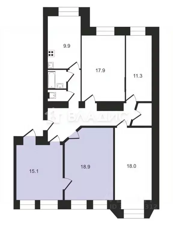 Комната Москва Большой Сергиевский пер., 11 (52.0 м) - Фото 2