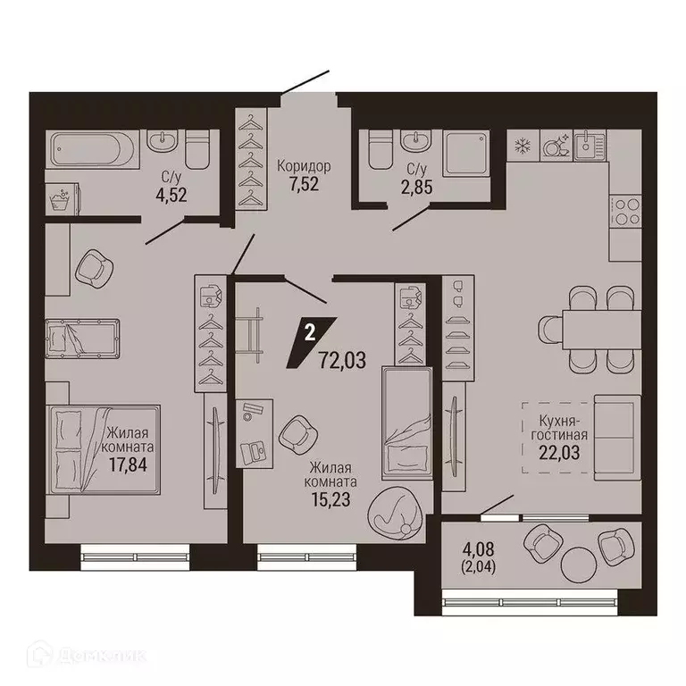 Продаётся 2-к квартира, 72 м - Фото 0