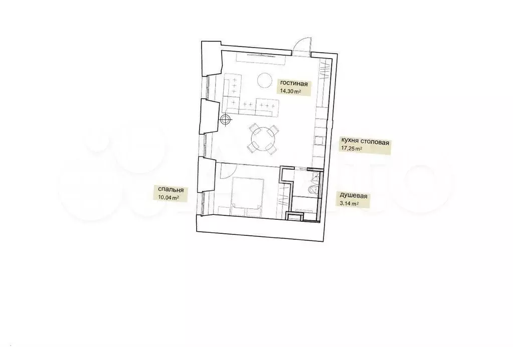 2-к. квартира, 51 м, 2/3 эт. - Фото 0