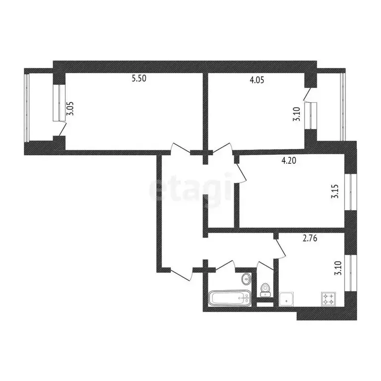 3-комнатная квартира: Белгород, бульвар Юности, 7 (74.4 м) - Фото 1