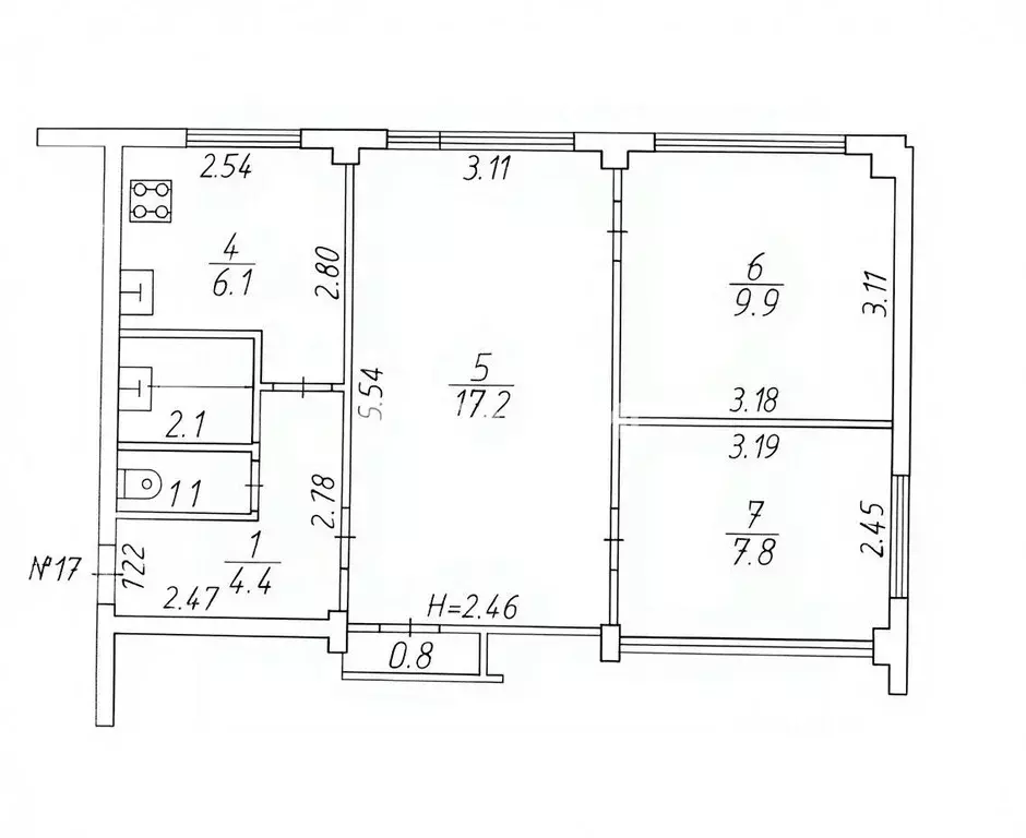 3-к кв. Карелия, Петрозаводск ул. Антонова, 8А (49.4 м) - Фото 2
