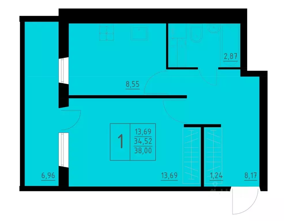 1-к кв. Пермский край, Пермь Домостроительный мкр,  (38.0 м) - Фото 1