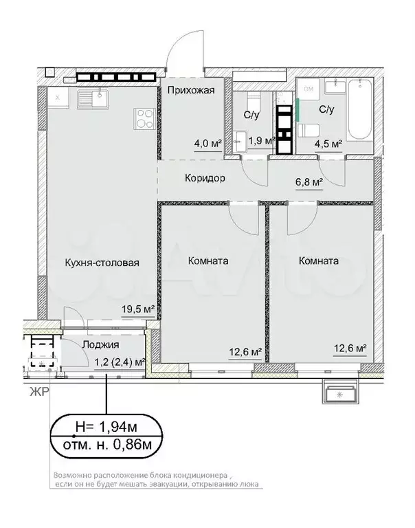 2-к. квартира, 63,1 м, 10/17 эт. - Фото 1