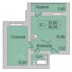 2-к кв. Новосибирская область, Новосибирск ул. Юности, 7 (46.66 м) - Фото 0