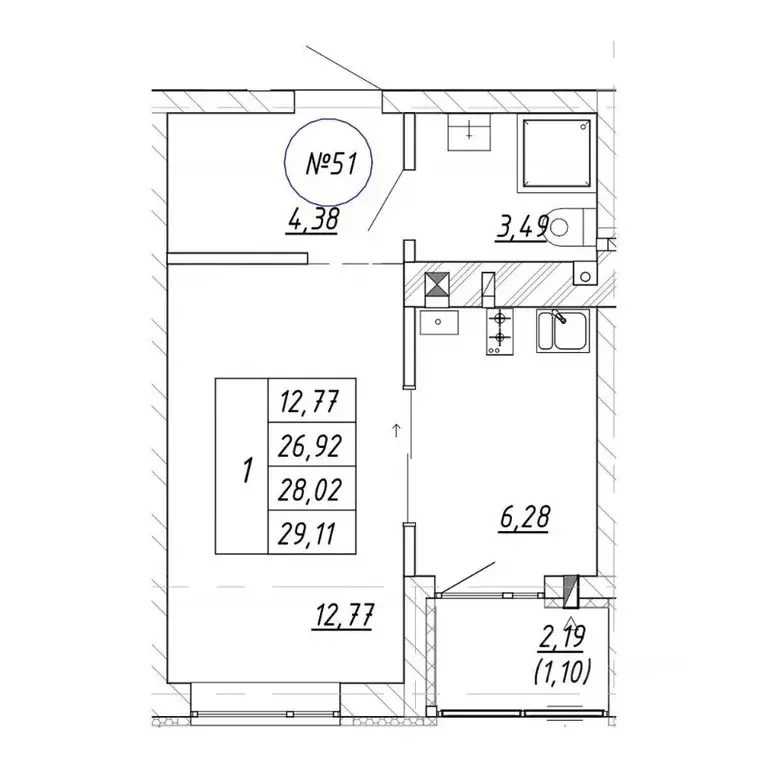 1-к кв. Калининградская область, Зеленоградск  (29.11 м) - Фото 1