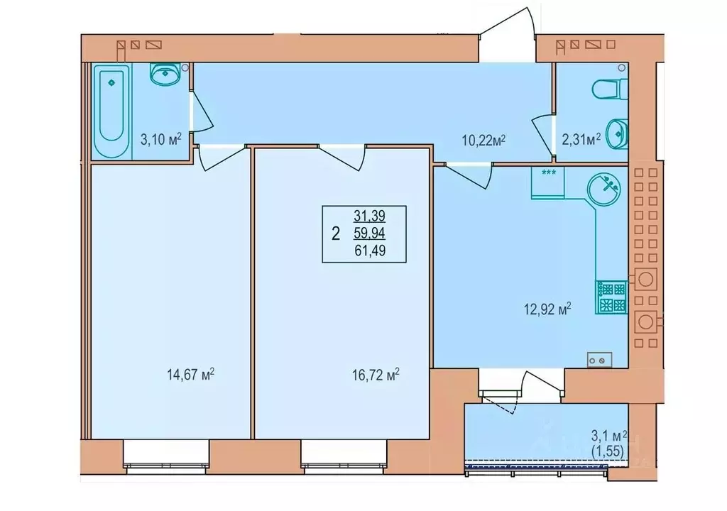 2-к кв. Костромская область, Кострома Якиманиха мкр, Энергия жилой ... - Фото 1