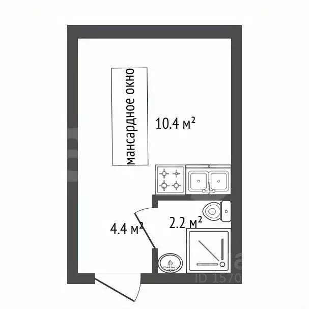 Студия Санкт-Петербург ул. Константина Заслонова, 8 (12.6 м) - Фото 2