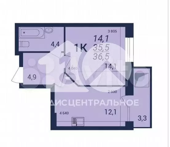 1-к. квартира, 36,5 м, 13/21 эт. - Фото 0