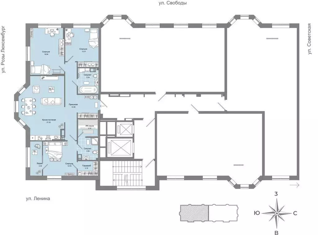 4-комнатная квартира: киров, улица свободы, 28 (103 м) - Фото 1