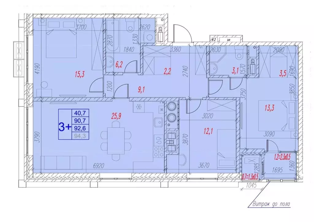 3-к кв. Астраханская область, Астрахань ул. Трофимова (92.6 м) - Фото 1
