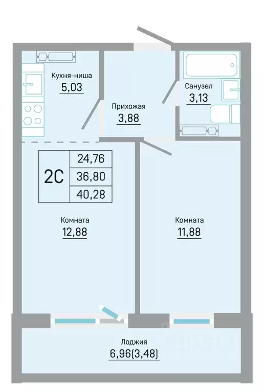 2-к кв. Пермский край, Пермь Автозаводская ул., 5к1 (40.28 м) - Фото 0