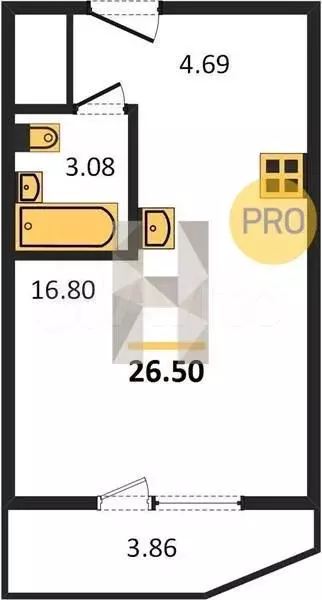 1-к. квартира, 30 м, 7/17 эт. - Фото 0