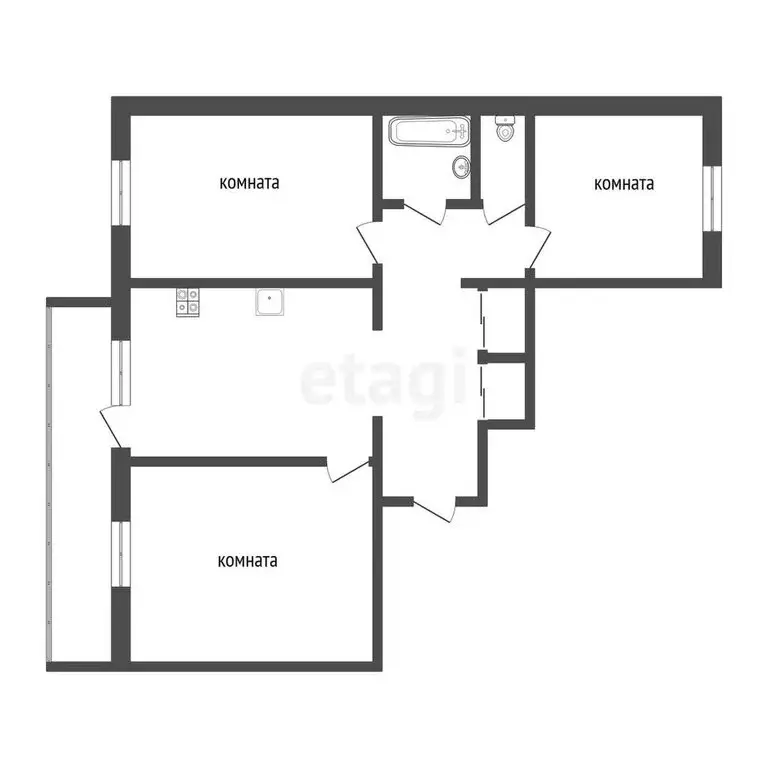 3-комнатная квартира: Улан-Удэ, микрорайон Энергетик, 38 (65.9 м) - Фото 0