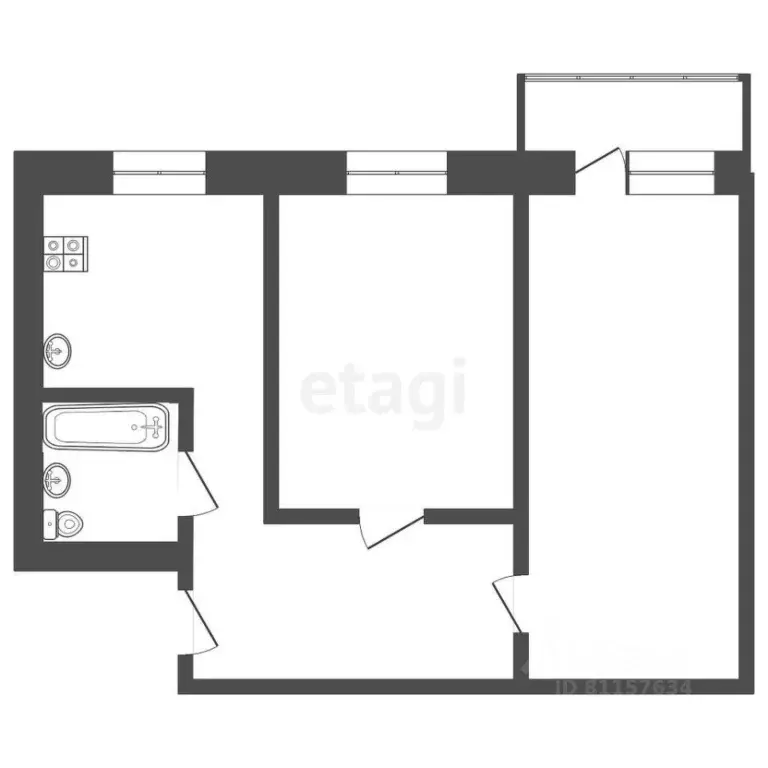 2-к кв. Иркутская область, Ангарск 8-й мкр, 91А (42.0 м) - Фото 1
