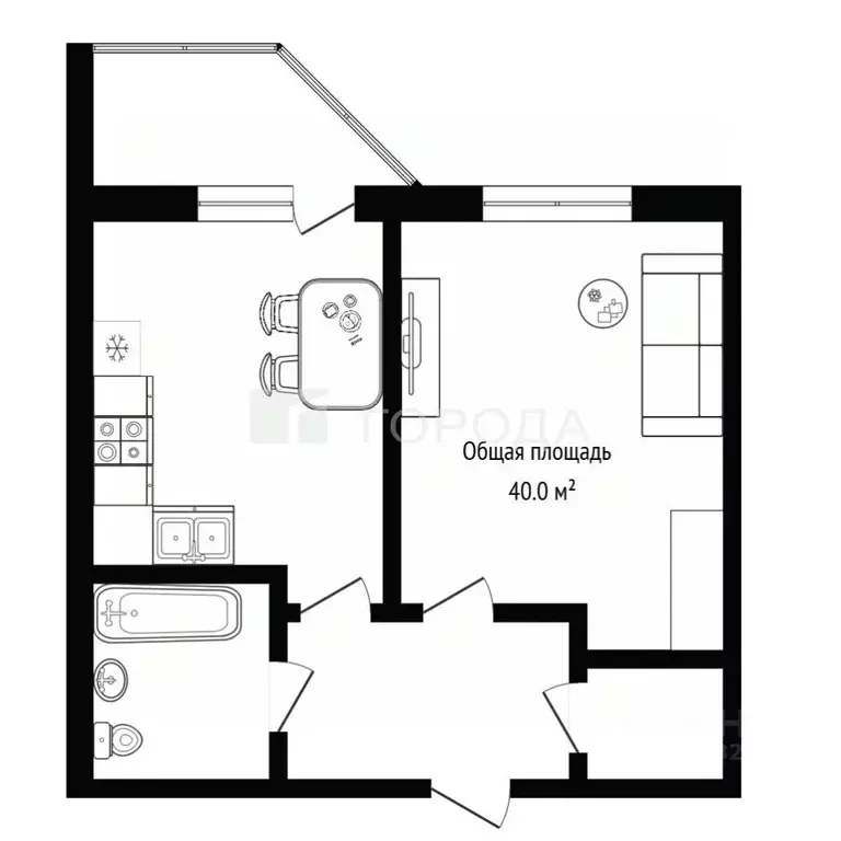 1-к кв. Новосибирская область, Новосибирск ул. Королева, 10/1 (40.0 м) - Фото 1