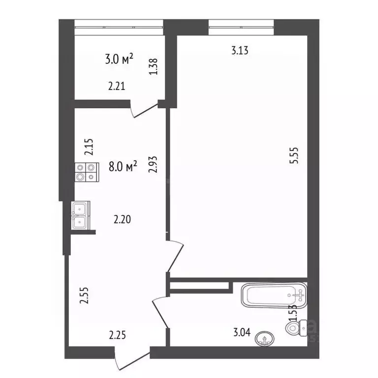 1-к кв. Ростовская область, Аксай ул. Менделеева, 53А (33.8 м) - Фото 2