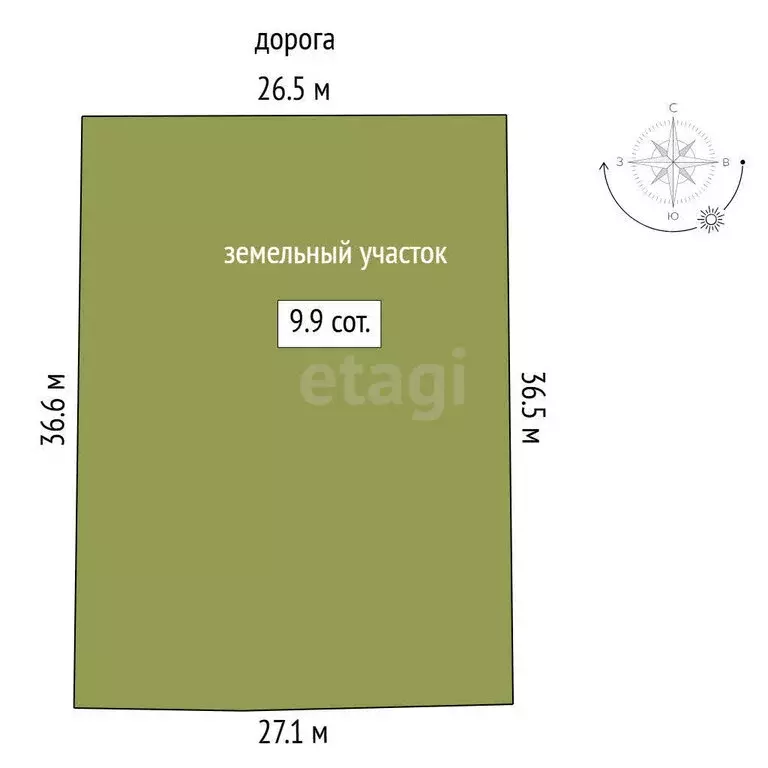 Участок в Боровский, Луговая улица (9.9 м) - Фото 0