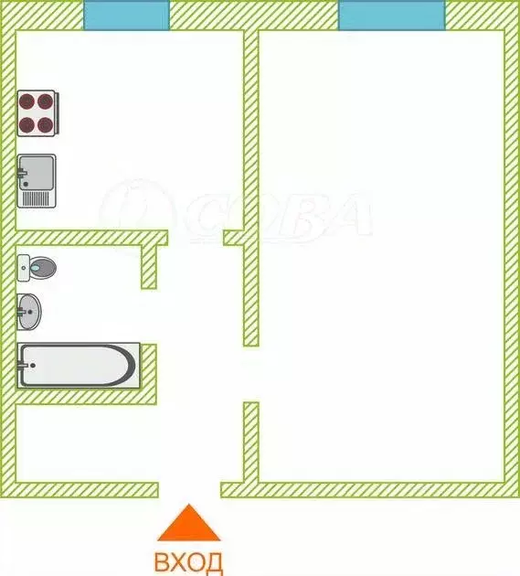 1-к кв. Тюменская область, Тюмень ул. Максима Горького, 28 (31.6 м) - Фото 2
