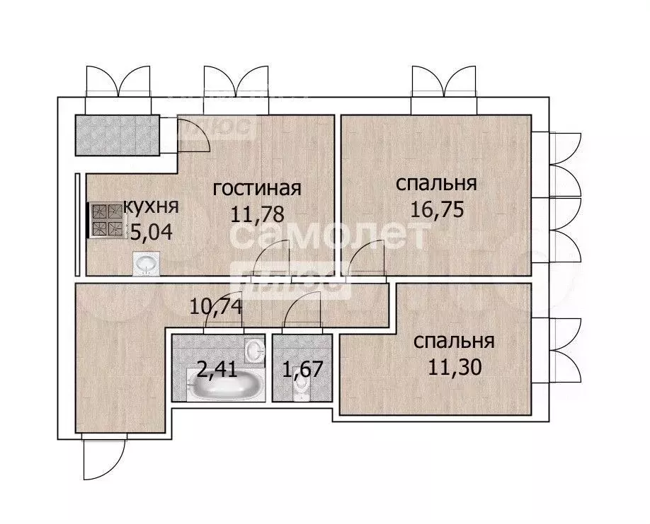 3-к. квартира, 60,3 м, 24/25 эт. - Фото 0