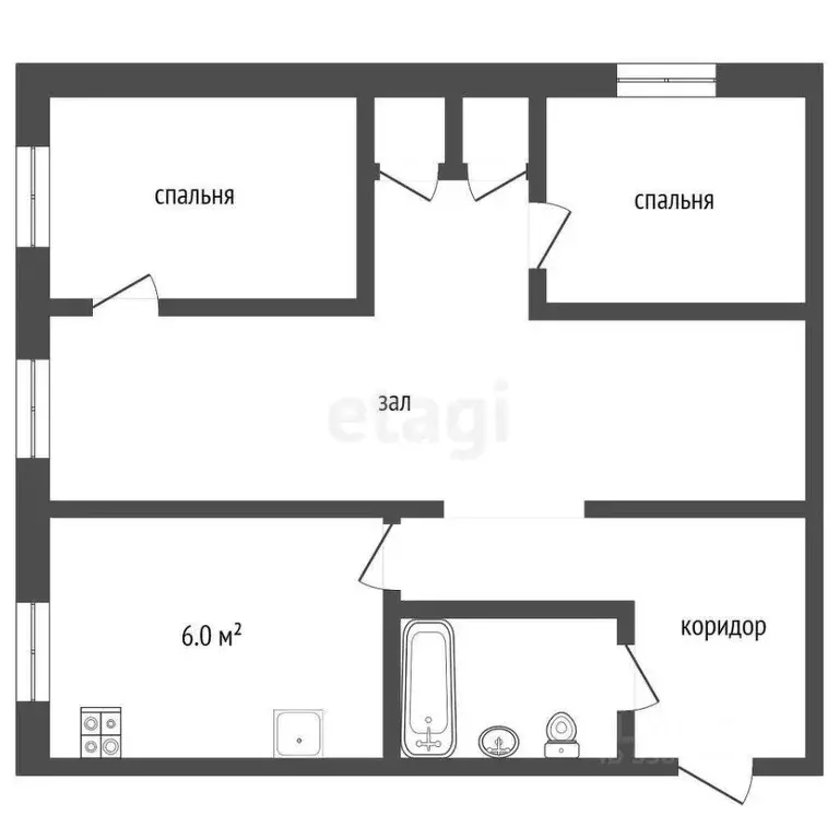 3-к кв. Ростовская область, Шахты пер. Татаркина, 6 (58.0 м) - Фото 1