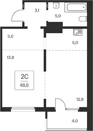 2-комнатная квартира: Новосибирск, квартал на Игарской (44.8 м) - Фото 0