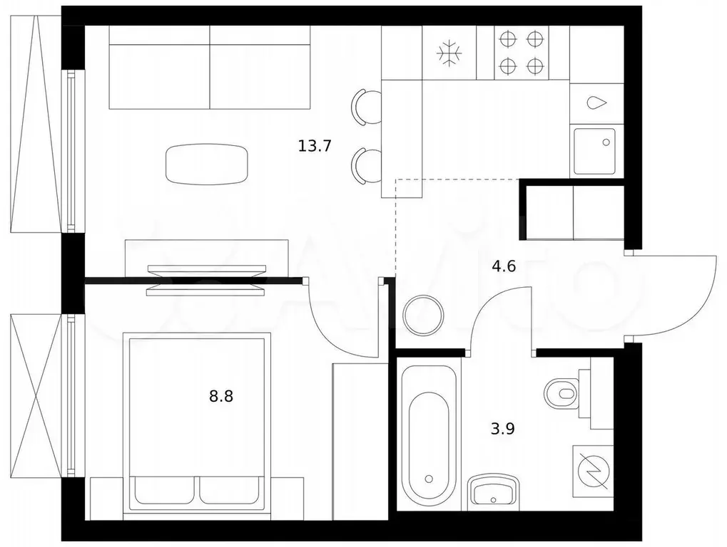 1-к. квартира, 31 м, 7/11 эт. - Фото 0