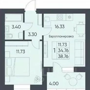 1-к кв. Саратовская область, Татищево рп ул. Михайловская, 13 (38.76 ... - Фото 0