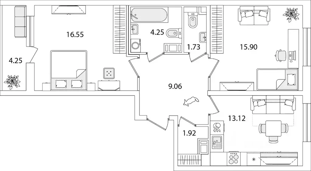 2-к кв. Санкт-Петербург ул. Тамбасова, 5Н (64.5 м) - Фото 0