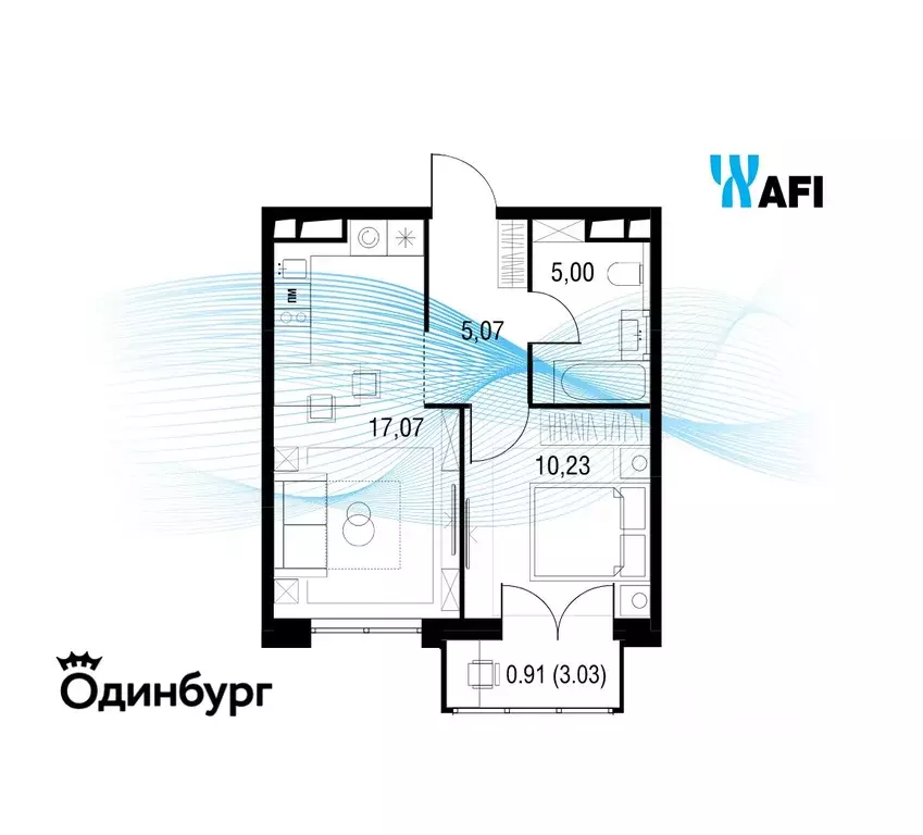 1-к кв. Московская область, Одинцово Одинбург жилой комплекс, 4А (38.2 ... - Фото 1