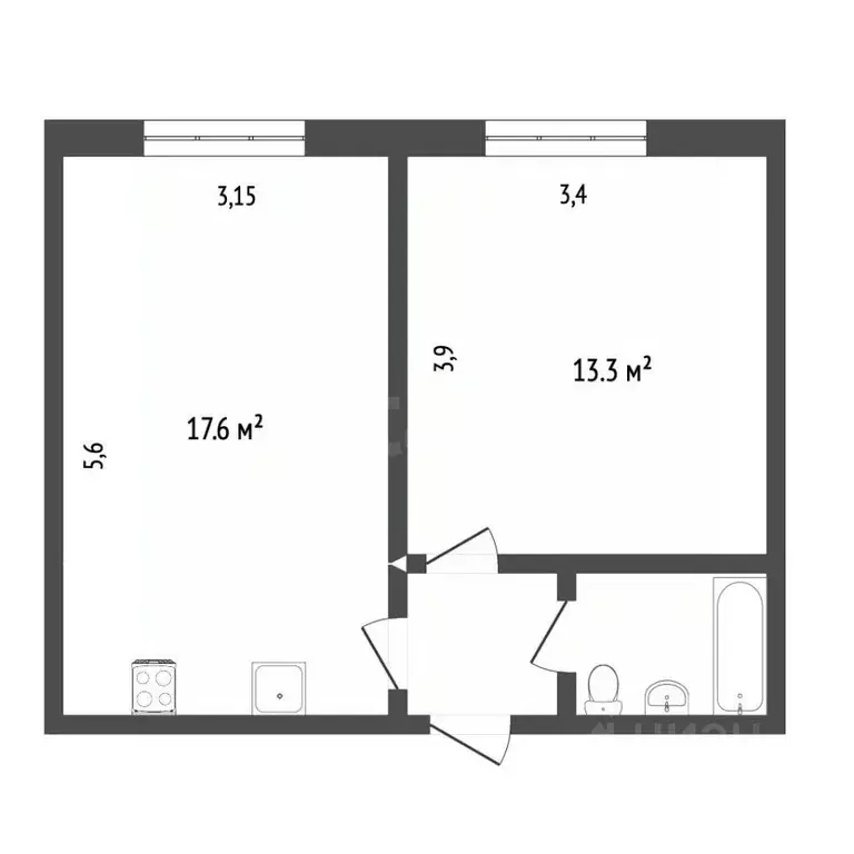 2-к кв. Крым, Симферополь ул. Лизы Чайкиной (41.0 м) - Фото 1