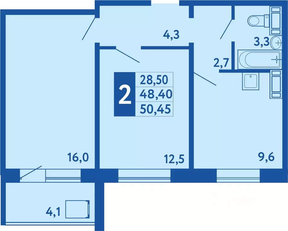 2-к кв. Башкортостан, Уфа ул. Исследовательская (50.45 м) - Фото 1