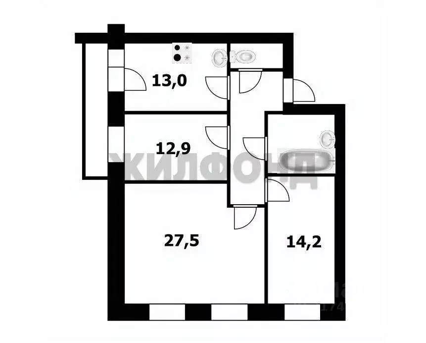 Квартира, 3 комнаты, 82.3 м - Фото 0