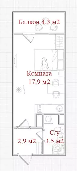 Продаётся квартира-студия, 24.3 м - Фото 1