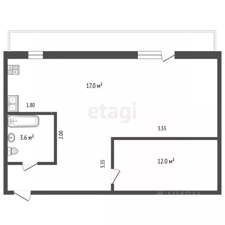 1-к кв. Севастополь ул. Челюскинцев, 57/2 (52.1 м) - Фото 2