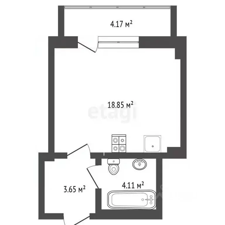 Студия Тюменская область, Тюменский муниципальный округ, д. Патрушева ... - Фото 1