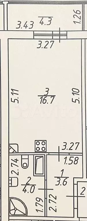 Квартира-студия, 24,1 м, 11/13 эт. - Фото 0