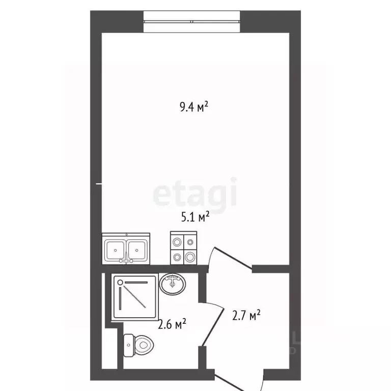 Студия Москва Иловайская ул., 2 (19.8 м) - Фото 1