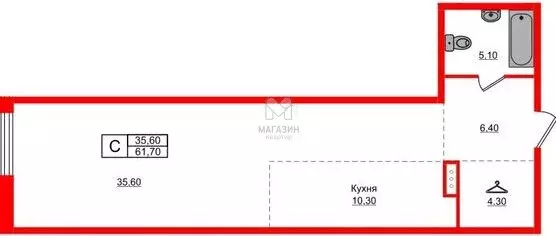 Квартира-студия: Санкт-Петербург, 12-я линия Васильевского острова, ... - Фото 1