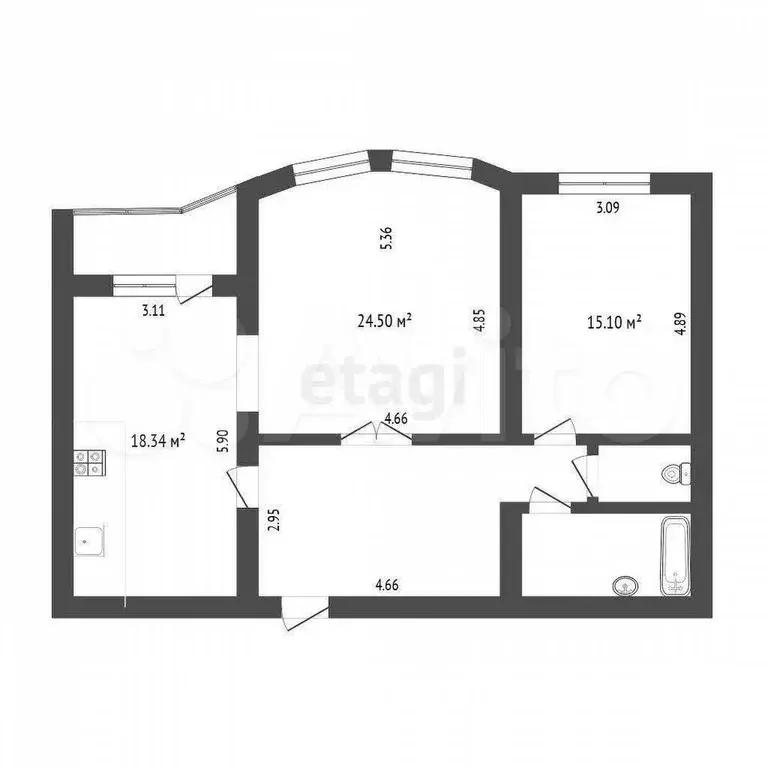 2-к. квартира, 84 м, 3/9 эт. - Фото 0