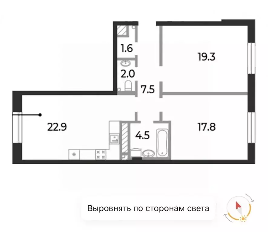 2-к кв. Санкт-Петербург Петровский просп., 9к2 (75.1 м) - Фото 2