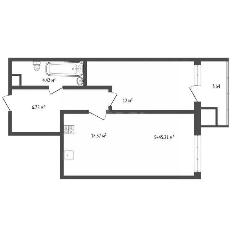 1-к кв. Тульская область, Тула ул. Сурикова, 28 (43.0 м) - Фото 1