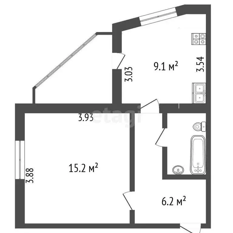 1-комнатная квартира: Вологда, Новгородская улица, 4 (33.6 м) - Фото 1