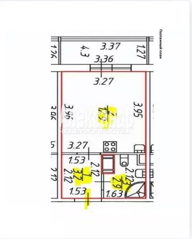 Студия Санкт-Петербург аллея Арцеуловская, 7к2 (21.5 м) - Фото 2
