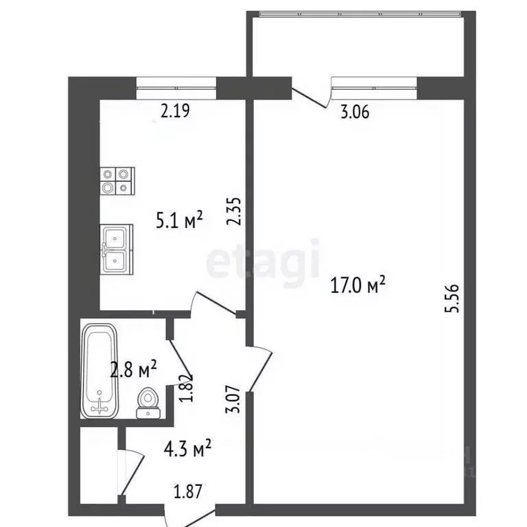 1-к кв. Ростовская область, Новочеркасск Грушевская ул., 3 (32.0 м) - Фото 1